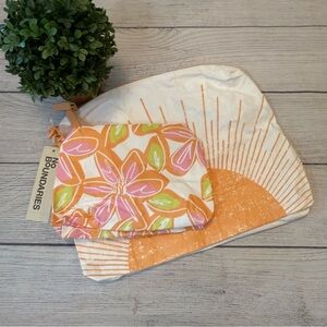 No Boundaries Floral Pouch Set - Orange and Pink
